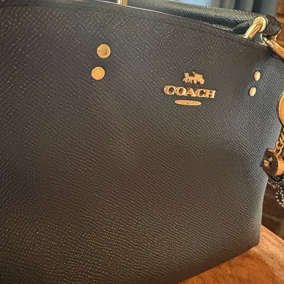 Black Coach Crossbody Purse with Gold Accents - Picture 10 of 13